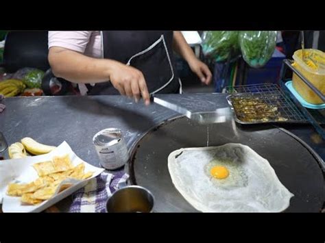 Thai Banana Pancake with Egg, Thai Roti ( Rotee, โรตี, 罗蒂 ) in Bangkok Thailand , Thai Street ...