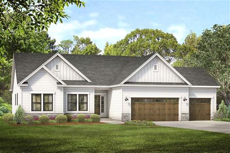 Plan 790089GLV: 1-Story Craftsman Ranch-style House Plan with 3-Car Garage | Ranch style house ...