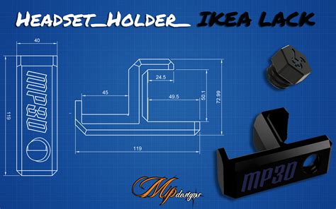 Headset Holder for IKEA_LACK shelf by MP3D | Download free STL model | Printables.com