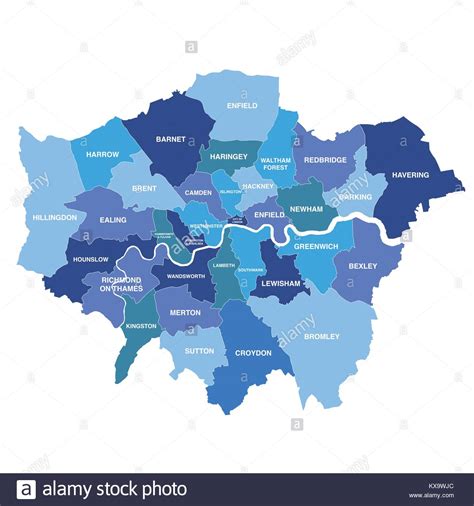 Map Of London Boroughs Stock Photos & Map Of London Boroughs Stock ...