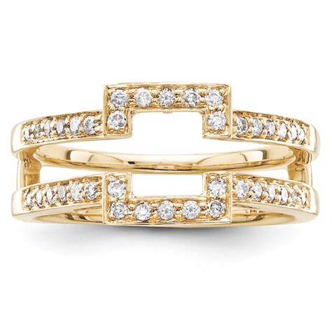 JewelryWeb - 14k Yellow Gold Polished Prong set Diamond Ring Guard ...