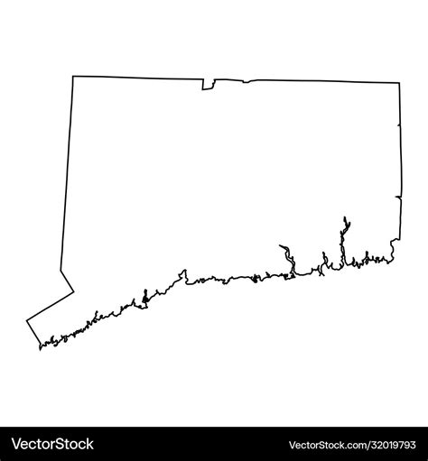 Connecticut ct state border usa map outline Vector Image