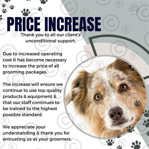 Dog Grooming Price Increase Notice. Social Media Notice for Dog ...