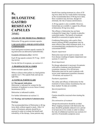 Duloxetine 20 mg gastro resistant capsules smpc- taj pharmaceuticals | PDF