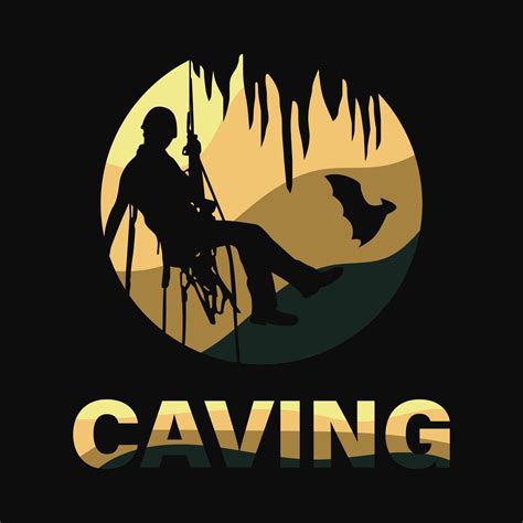 Colorful silhouette of cave explorer. Caving illustration 17069083 ...