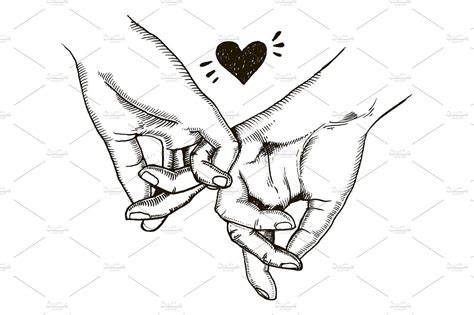 Couple in love hold hands engraving vector | Tatuaje promesa, Dibujos ...