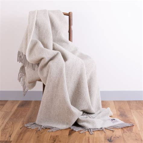 Herringbone Throw Grey and White | Natural Wool | Skye Weavers