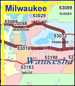 Wisconsin ZIP Code Map including County Maps