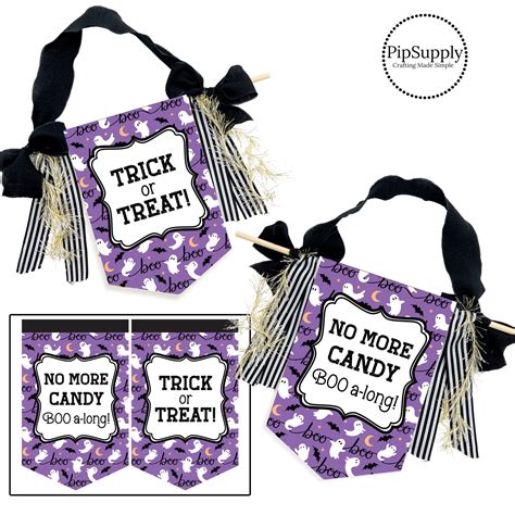 Purple Halloween Candy Faux Leather Sign - Ghost Treats Are Gone Reversible Faux Leather Sign ...