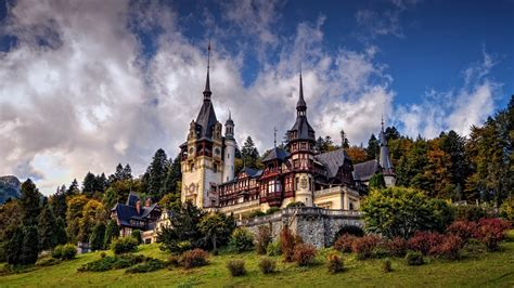 Architecture Castle Cloud Peles Castle Romania 4K HD Travel Wallpapers ...