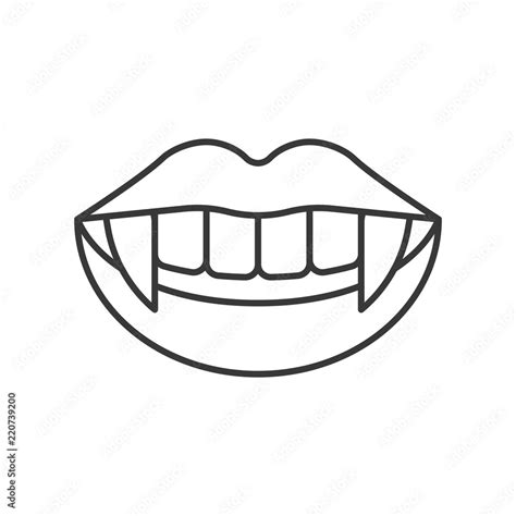 vampire teeth, halloween related hollow outline icon, editable stroke ...