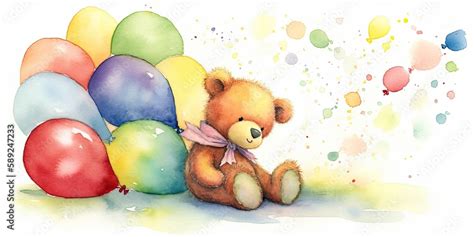 colorful watercolor bear illustration Generative AI art Stock Illustration | Adobe Stock