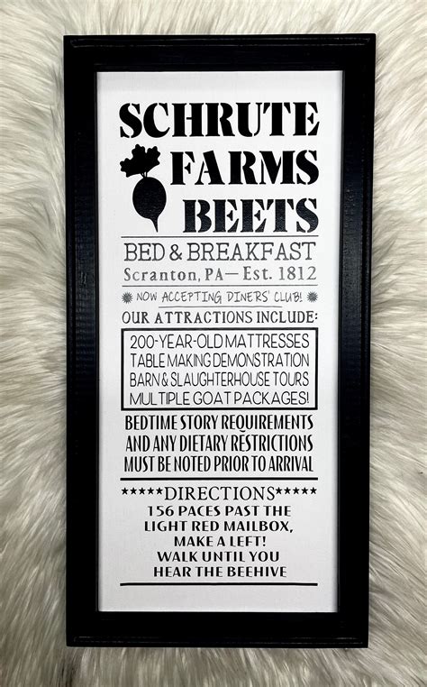 The Office Schrute Farms Beets Sign Schrute Farms Bed & | Etsy