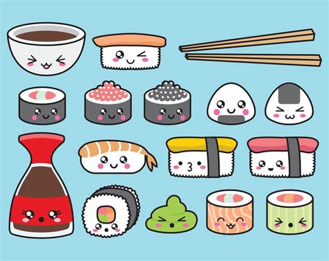 Kawaii Sushi, Griffonnages Kawaii, Kawaii Food, Cute Food Drawings ...