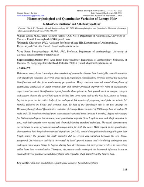 (PDF) Histomorphological and Quantitative Variation of Lanugo Hair