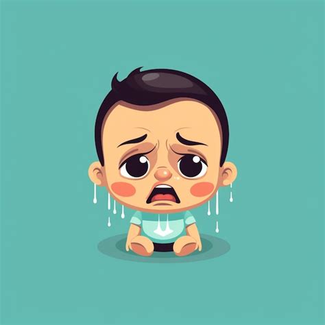 Premium AI Image | Cartoon baby crying with tears on his face generative ai