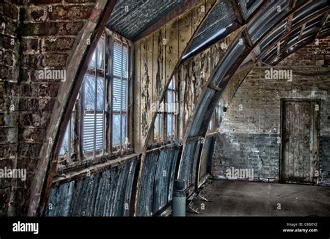 HDR interior view of a disused Nissen Hut Stock Photo - Alamy