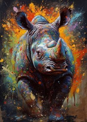 'Rhino painting' Poster, picture, metal print, paint by Karolina ...