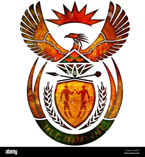 old isolated over white coat of arms of south africa Stock Photo - Alamy