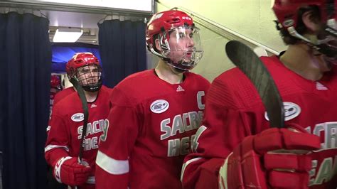 SHU Pioneers take the Ice for warmups @ AIC - YouTube