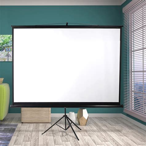 Spector 100inch White Projector Screen Tripod Stand Pull Down Home Outdoor Screens - Bunnings ...