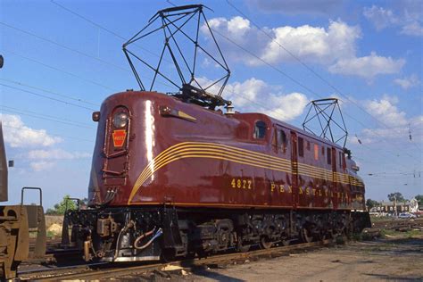 New Jersey Transit GG1 4877 stands on the Motor track at South Amboy NJ after bringing a train ...