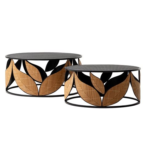 COZAYH Modern Farmhouse Nesting Coffee Table Set of 2, Round Wood Coffee Table Fully-Assembled ...