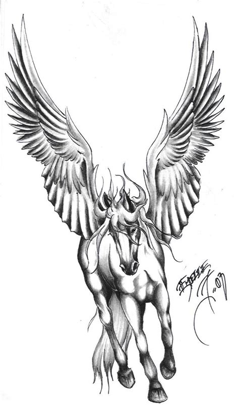 Super grey-ink running pegasus tattoo design - Tattooimages.biz