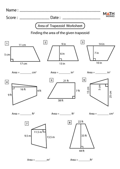 Trapezoid Worksheets - Math Monks