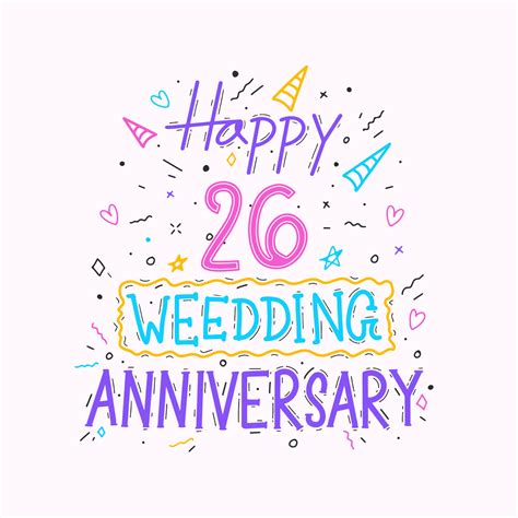 Happy 26th wedding anniversary hand lettering. 26 years anniversary ...