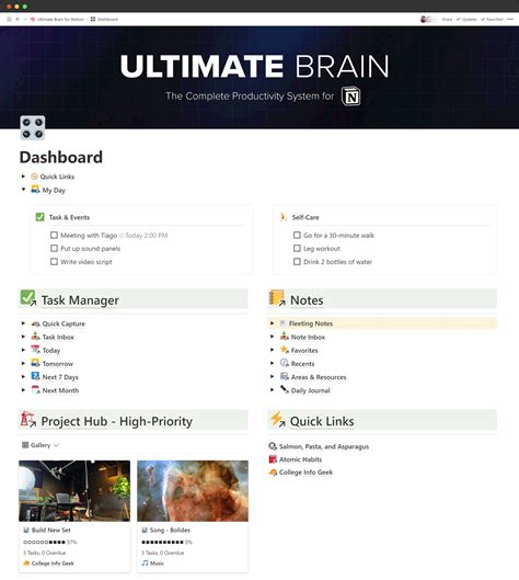 The Ultimate Second-Brain Notion Template - Tasks, Notes, and Projects