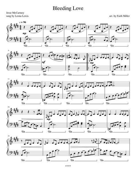 Leona Lewis Bleeding love Sheet music for Piano | Download free in PDF or MIDI | Musescore.com