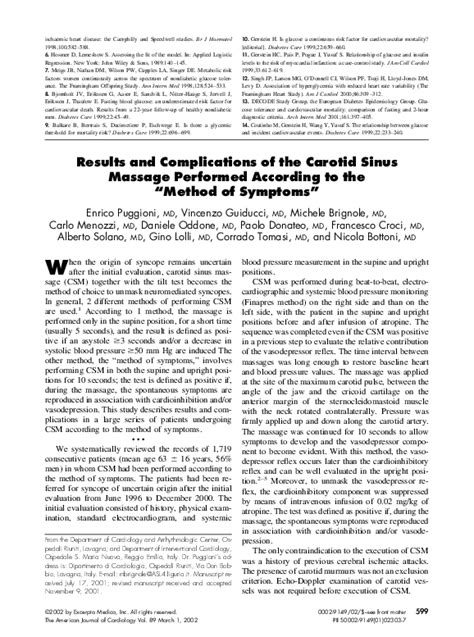 (PDF) Results and complications of the carotid sinus massage performed according to the “method ...