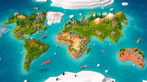 Cartoon Low Poly Earth World Map 2.0 | Maya 3D Models ~ Creative Market