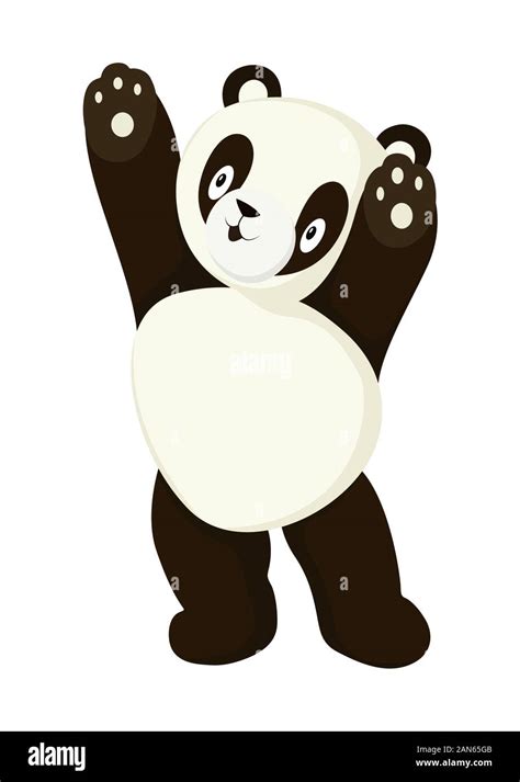 Stylized panda full body drawing. Simple panda bear icon or logo design ...