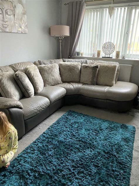 Dfs grey leather corner sofa | in Rubery, West Midlands | Gumtree