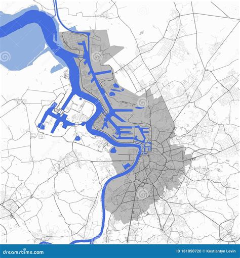 Vector Map of Antwerpen Antwerp, Belgium with River and Roads Grey ...