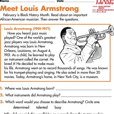 Resultado de imagen para LOUIS ARMSTROMG Black History Month Activities ...