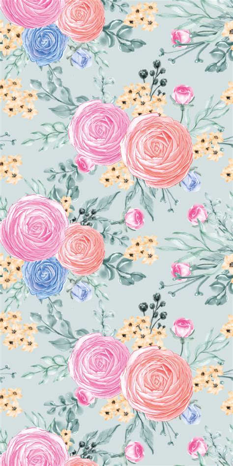 Delicate pastel flowers Floral Wallpaper - TenStickers