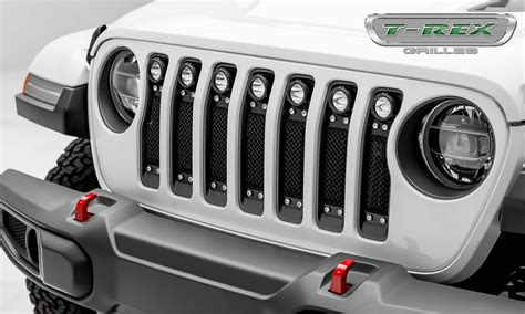 Jeep Gladiator, JL Torch Grille, Black, 1 Pc, Insert, Chrome Studs, Incl. (7) 2" LED Round ...