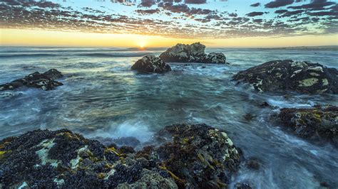 Sunset over the ocean at Marble Beach, Namaqua National Park, South ...