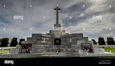 Tyne Cot Military Cemetery Cross of Sacrifice where once stood the Tyne ...