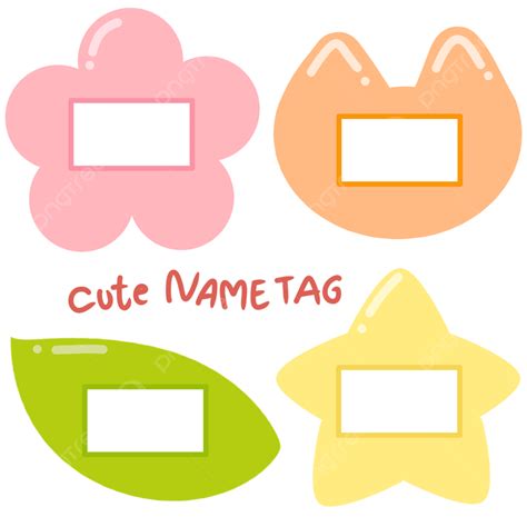 Cute Name Tag PNG Picture, Cute Pastel Color Of Name Tag Illustration In Different Shapes, Name ...