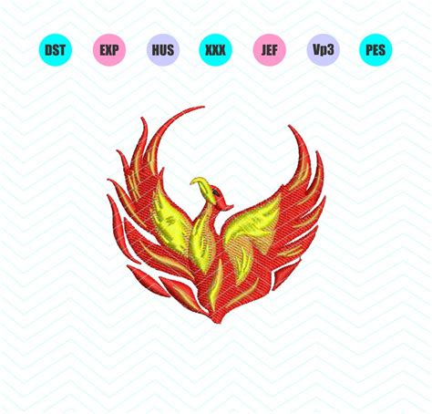 Phoenix Logo Machine Embroidery Design 5 Sizes - INSTANT DOWNLOAD ...