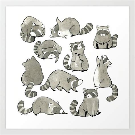 Buy Delightfully Blobby Raccoons Art Print by eloisenarrigan. Worldwide shipping available at ...