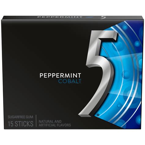 5 Gum Peppermint Cobalt Sugarfree Chewing Gum, 15 Stick Pack | 5 Gum