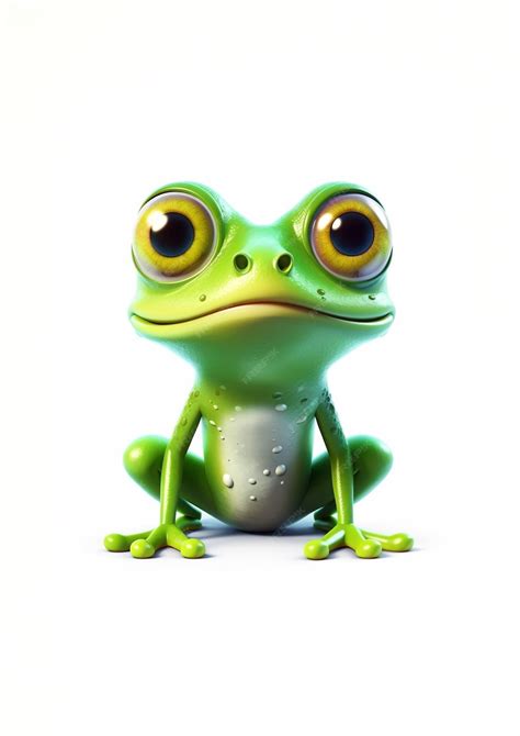 Premium AI Image | Cute happy frog sitting cartoon illustration in animation style isolated on ...