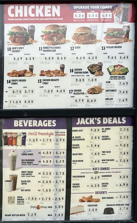 Jack In The Box menu – SLC menu