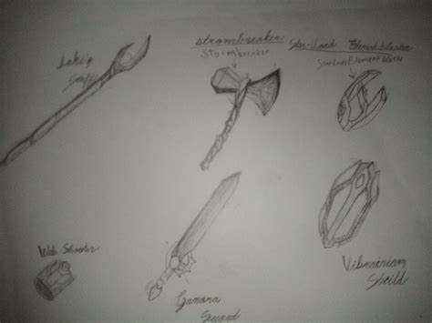 Some Marvel Weapons I drew a year ago : Marvel