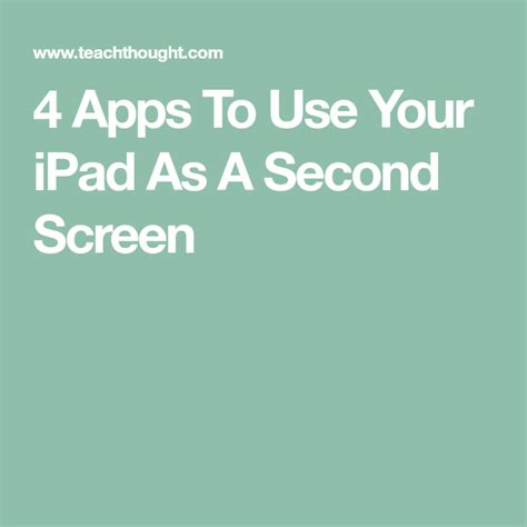 4 Apps To Use Your iPad As A Second Screen | Ipad, Apple apps, App